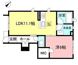 パーシモンハウス辻 1階1LDKの間取り