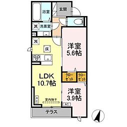 京王相模原線 京王堀之内駅 徒歩8分の賃貸アパート 2階2LDKの間取り