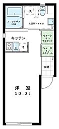 Luna Crescente Waseda 2階ワンルームの間取り