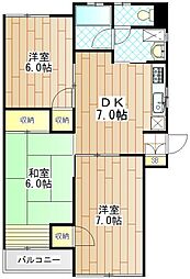 フェザーベルデ 2階3DKの間取り