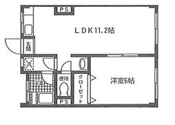 十軒町ハイツ 2階1LDKの間取り