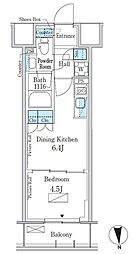 パークアクシス新宿百人町 1階1DKの間取り