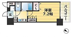 エステムコート三宮山手2ソアーレ 1Kの間取図画像