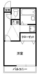 ハイツ市川 2階ワンルームの間取り