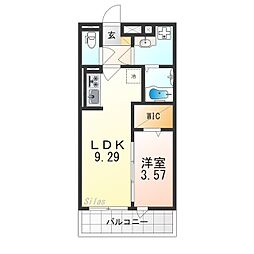 メルヴェーユ 1LDKの間取図画像