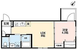 墨田区八広6丁目アパート 1LDKの間取図画像