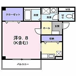 メゾングローブ ワンルームの間取図画像
