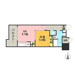 キルンズ博多駅南 1LDKの間取図画像