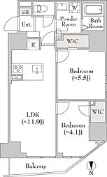 ルミークアン入谷 2LDKの間取図画像