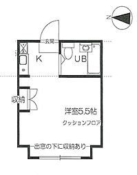 ディスタンス国領 2階ワンルームの間取り