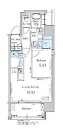 パークアクシス新御徒町イースト 1LDKの間取図画像