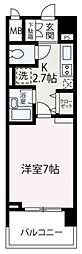 グランディール 1Kの間取図画像