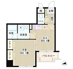 ラフィーネ港北 1DKの間取図画像