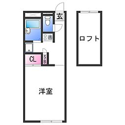レオパレス壱番館 1Kの間取図画像