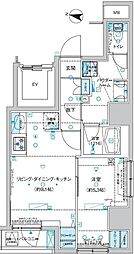 エストゥルース入谷 7階1LDKの間取り
