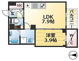 メゾンブランシェ 1LDKの間取図画像