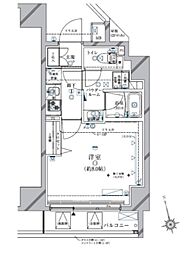 クレイシア三軒茶屋 9階1Kの間取り