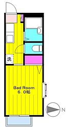 ハーネAKI 1階1Kの間取り