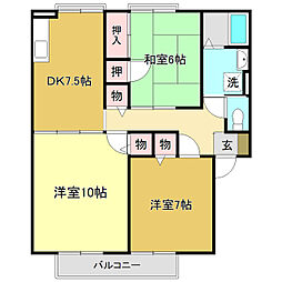 ファミール・ド・鹿児B 3DKの間取図画像