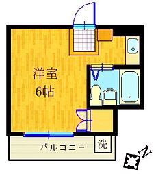 コーポリバーサイド 2階1Kの間取り