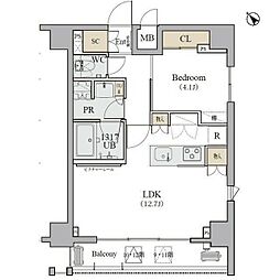 ディームス品川南 12階1LDKの間取り