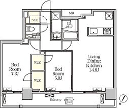 ジオエント白金台 6階2LDKの間取り