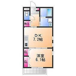 メゾン植野 1LDKの間取図画像