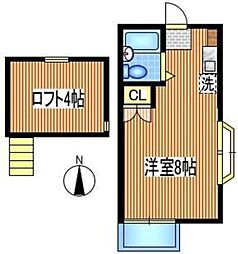 第一エクセル向台 2階ワンルームの間取り