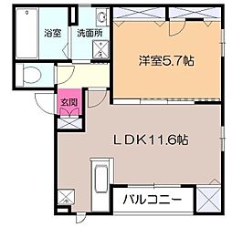 コーラルハイツA 1LDKの間取図画像