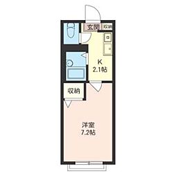 メゾン・ド・フルールII 2階1Kの間取り