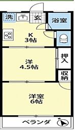 成島荘 2Kの間取図画像