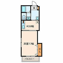 カサブランカN 1Kの間取図画像