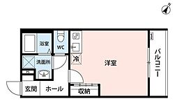 ヒルズ豊田 2階ワンルームの間取り