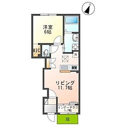 JR横浜線 淵野辺駅 徒歩18分の賃貸アパート 1階1LDKの間取り