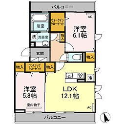 Ｄルーム大泉学園 2階2LDKの間取り