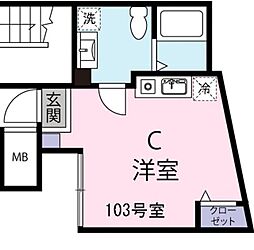 JR埼京線 十条駅 徒歩5分の賃貸マンション 1階ワンルームの間取り