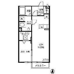 モナリエ春日I 1階1LDKの間取り