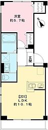 ヴァンボヌール 2階1LDKの間取り