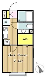 クレール四季彩の丘　弐番館 2階1Kの間取り
