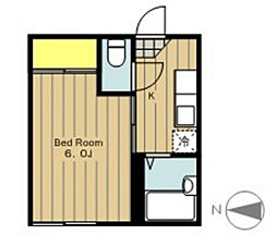 JR相模線 橋本駅 徒歩12分の賃貸アパート 2階1Kの間取り