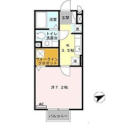 エムセジュール 1階1Kの間取り