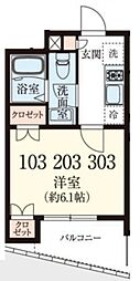 アノンテラス岡上 1階1Kの間取り