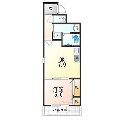 フジパレス吉田ノース 1DKの間取図画像