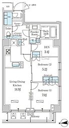ParkAxis市谷加賀町 2SLDKの間取図画像