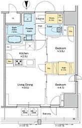 プラウドフラット四谷三丁目 13階2LDKの間取り