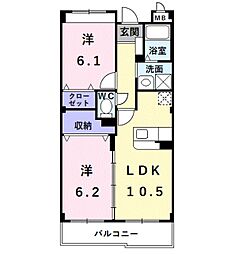 アンダンテ 2LDKの間取図画像