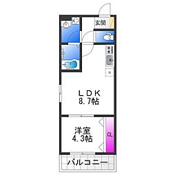 JR関西本線 八尾駅 徒歩13分の賃貸アパート 3階1LDKの間取り