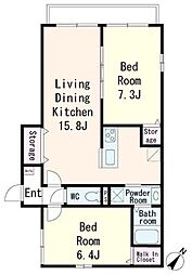 ウィステリア篠崎 1階2LDKの間取り