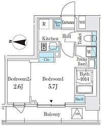 VANCOOL菊川駅前 2Kの間取図画像
