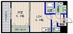 ラポール干隈 1LDKの間取図画像